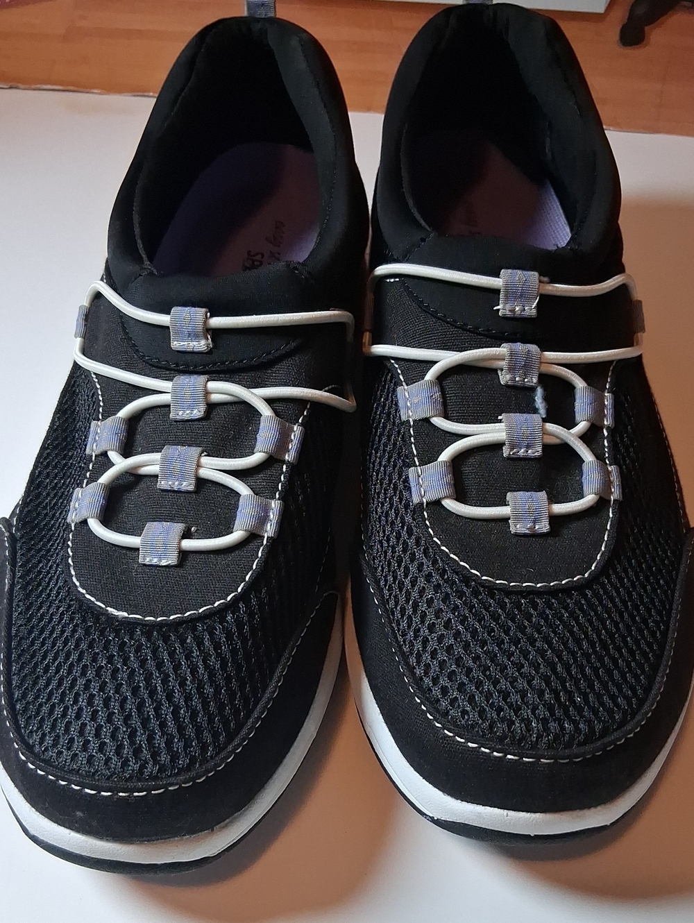 easy street Black and White Slip-On Sneakers